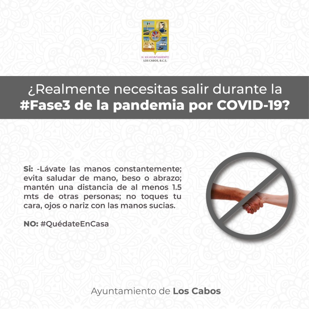 El Gobierno de Los Cabos te recuerda cómo evitar la propagación del&nbsp;COVID-19