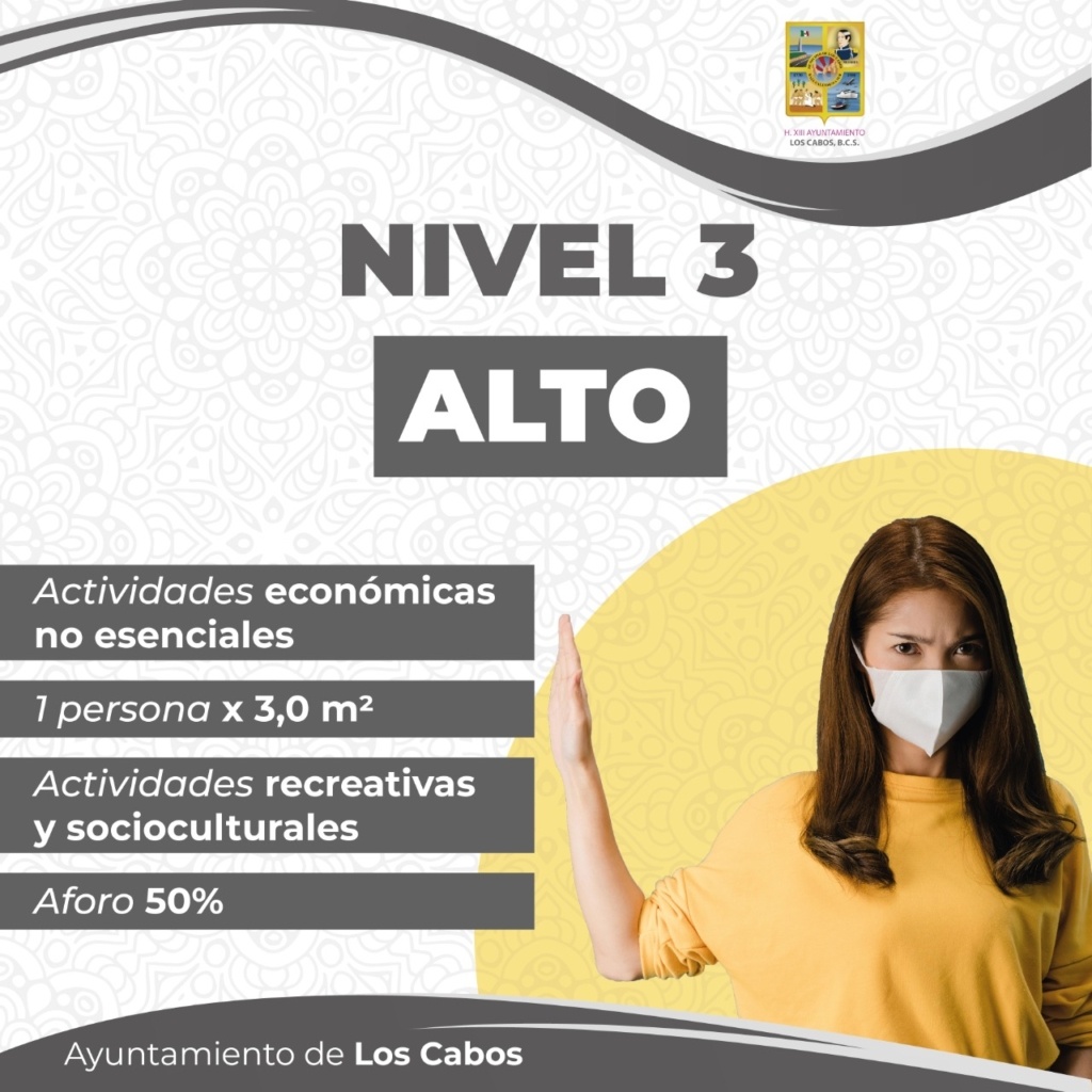 ¡Extrema precauciones! Aún con incremento de casos de COVID-19, Los Cabos se mantiene en el nivel 3 del Sistema de Alerta Sanitario en&nbsp;BCS
