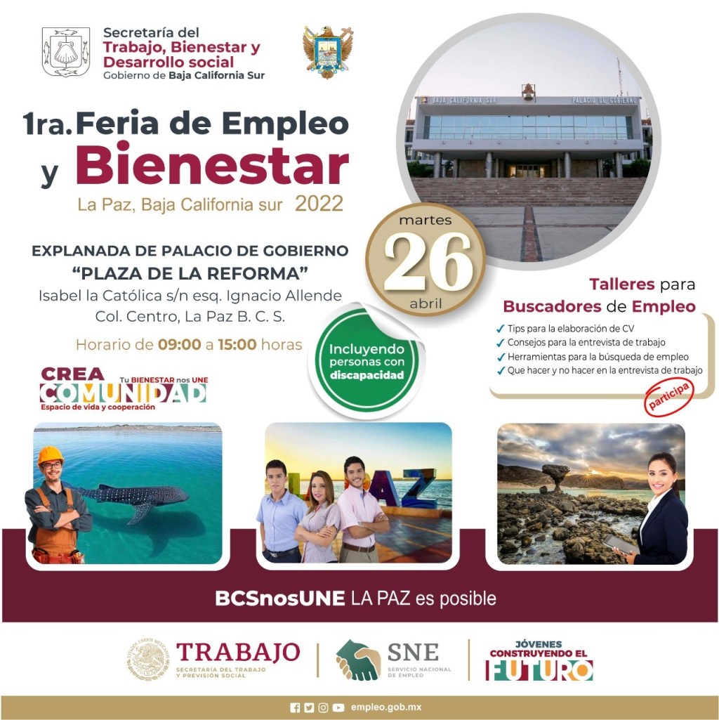 ¡La primer feria del empleo y bienestar en La Paz el&nbsp;miércoles!