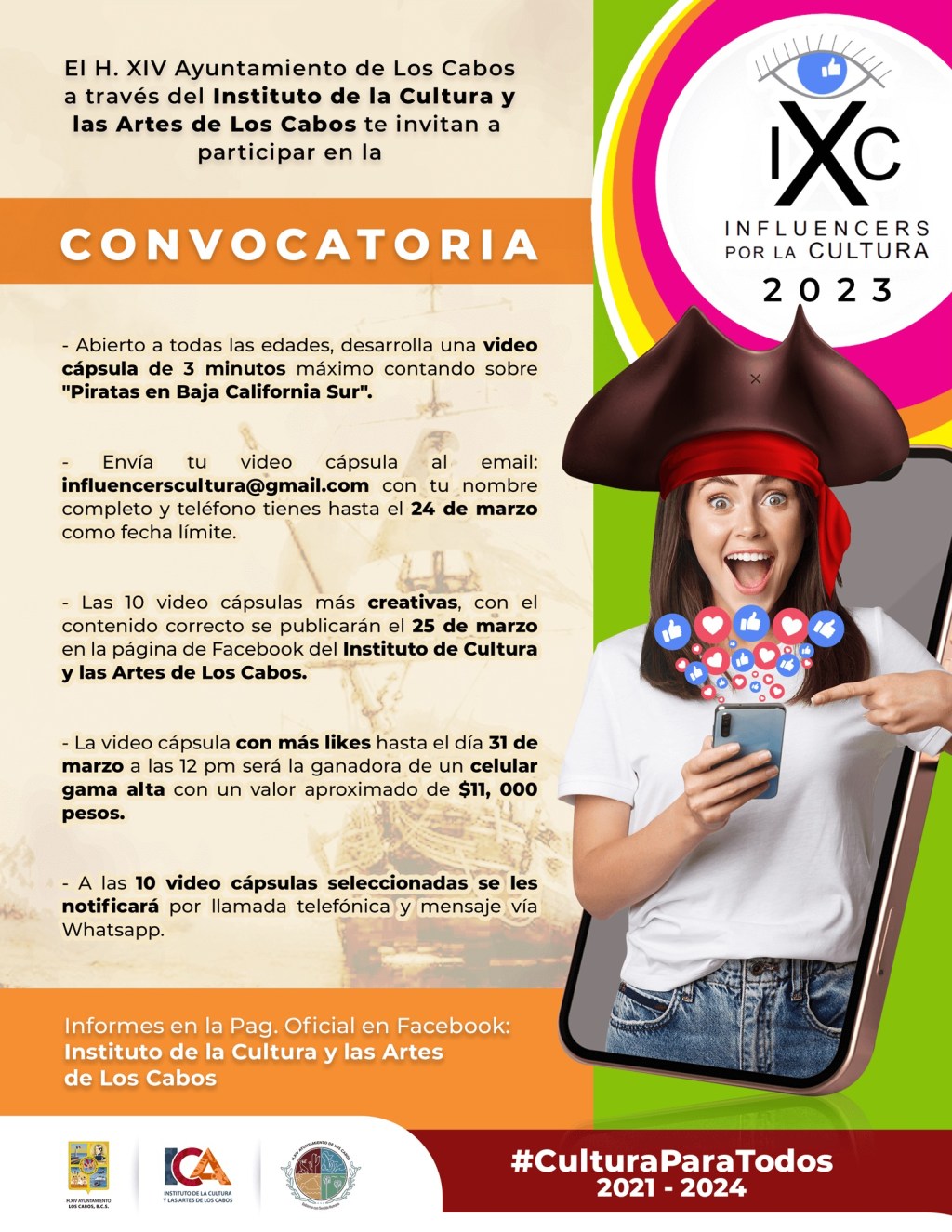 El Instituto de la Cultura y las Artes de Los Cabos te invita a participar en el concurso “Influencers por la&nbsp;Cultura”