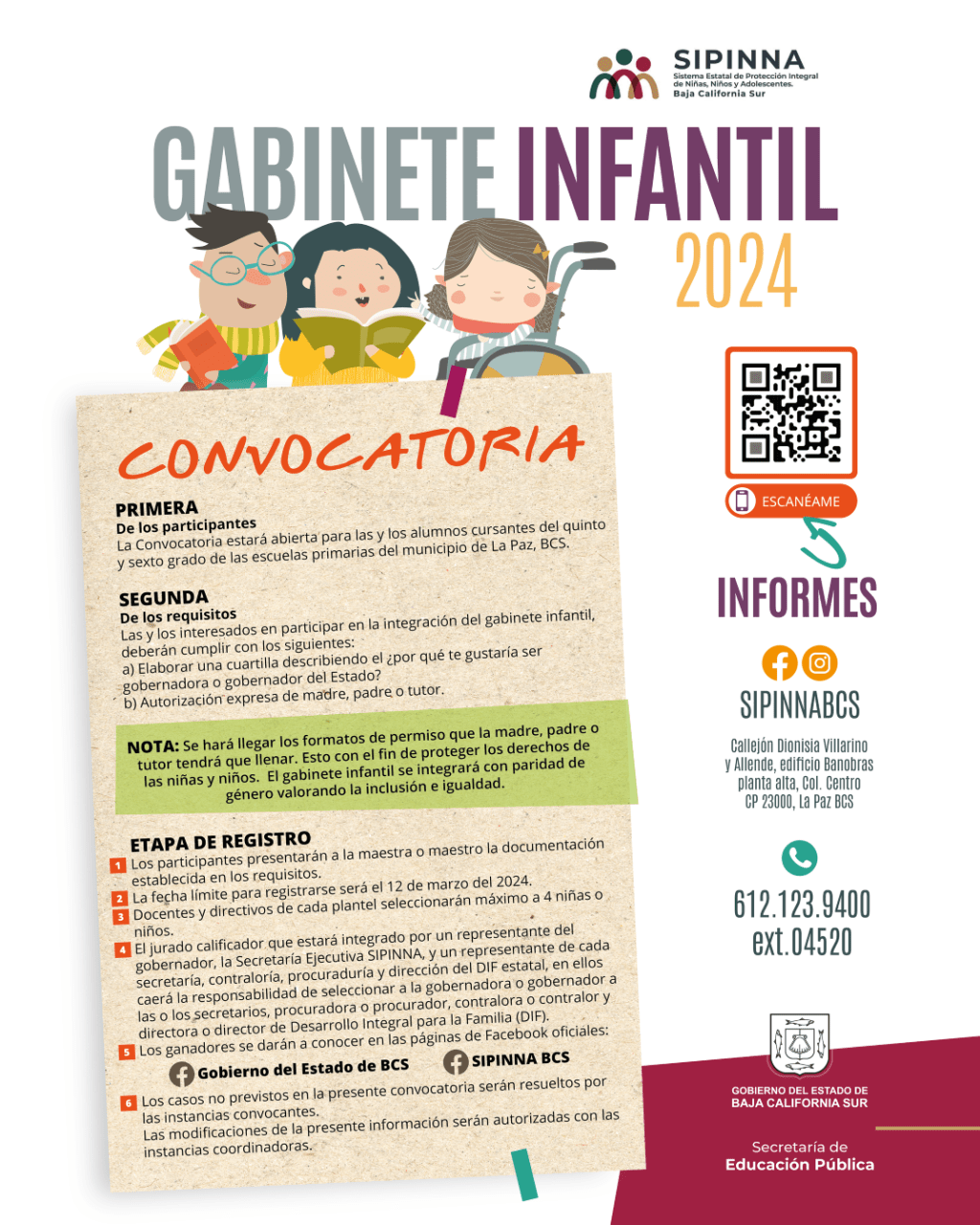 INVITA GOBIERNO DE BCS A FORMAR PARTE DEL PRIMER GABINETE INFANTIL&nbsp;2024