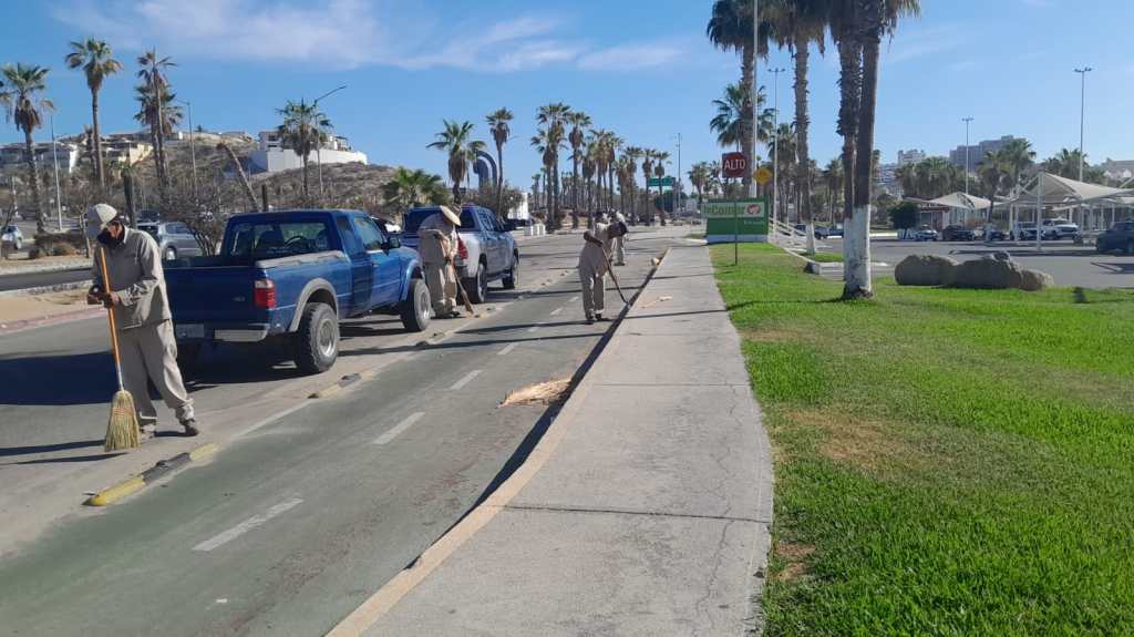 El personal del área de Aseo y Limpia continúa con las jornadas de limpieza; en esta ocasión, los trabajos se llevaron a cabo en la zona hotelera de San José del&nbsp;Cabo.