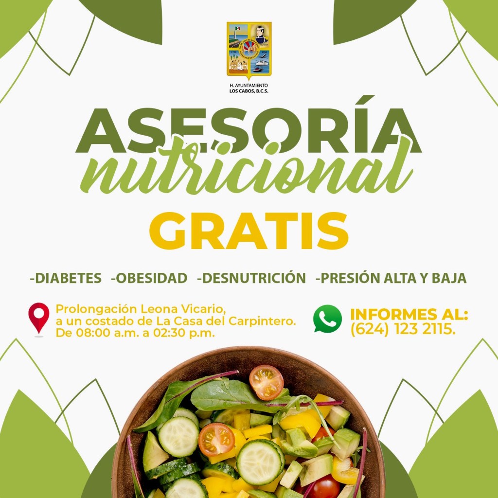 El Gobierno Municipal de Los Cabos, ofrece asesorías nutricionales que promueven cambios de hábitos y un estilo de vida&nbsp;saludable.