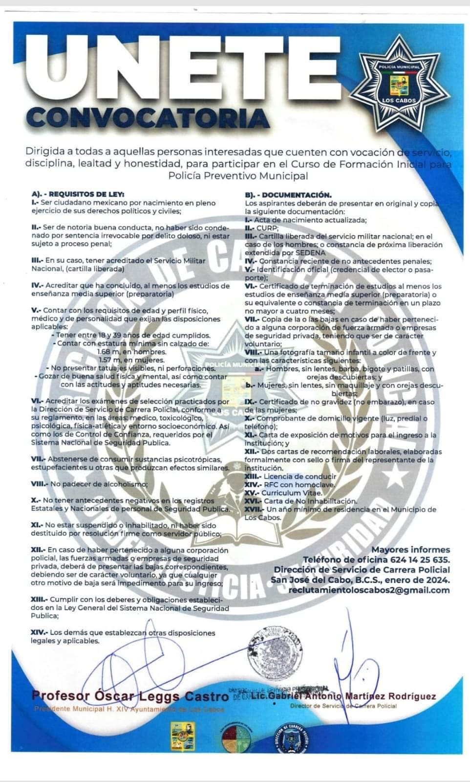 La Dirección de Servicio Profesional de Carrera Policial Municipal cuenta con vacantes para laborar en el puesto de policía&nbsp;preventivo.