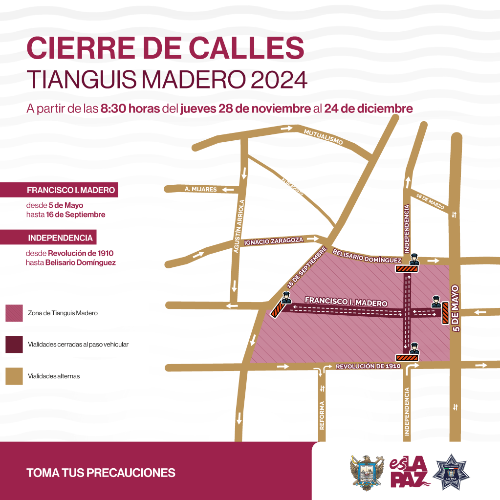 Cierre Vial por el Tradicional «Tianguis Madero&nbsp;2024»
