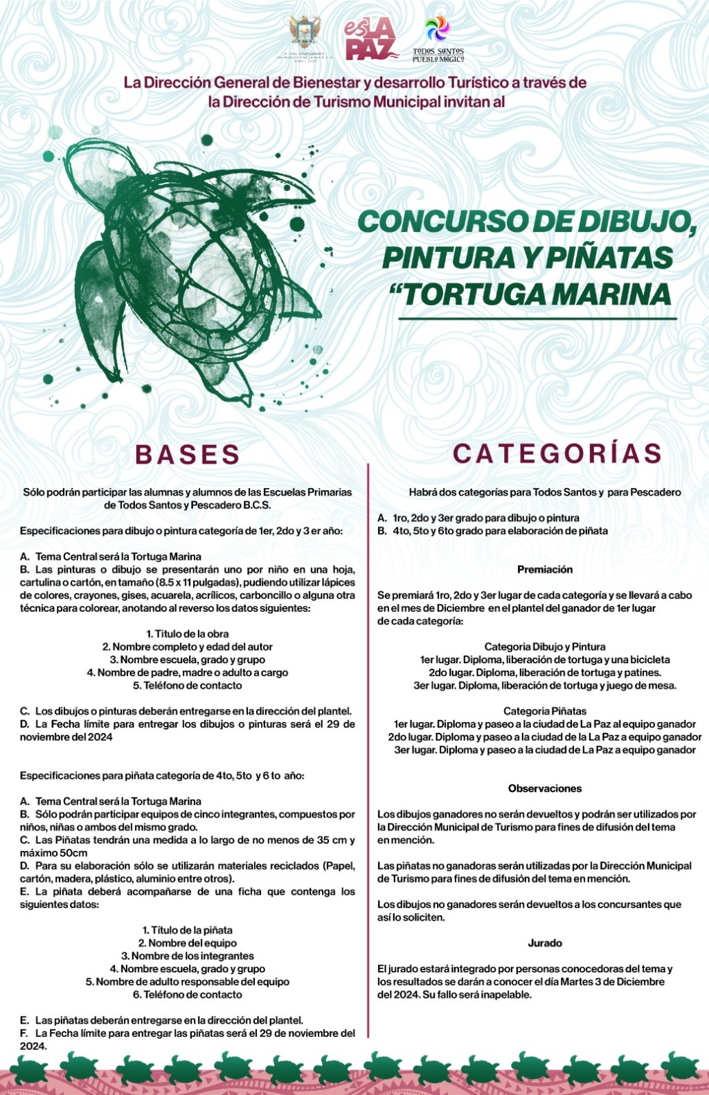 Concurso de Dibujo, Pintura y Piñatas de Tortugas Marinas en Todos Santos y El&nbsp;Pescadero