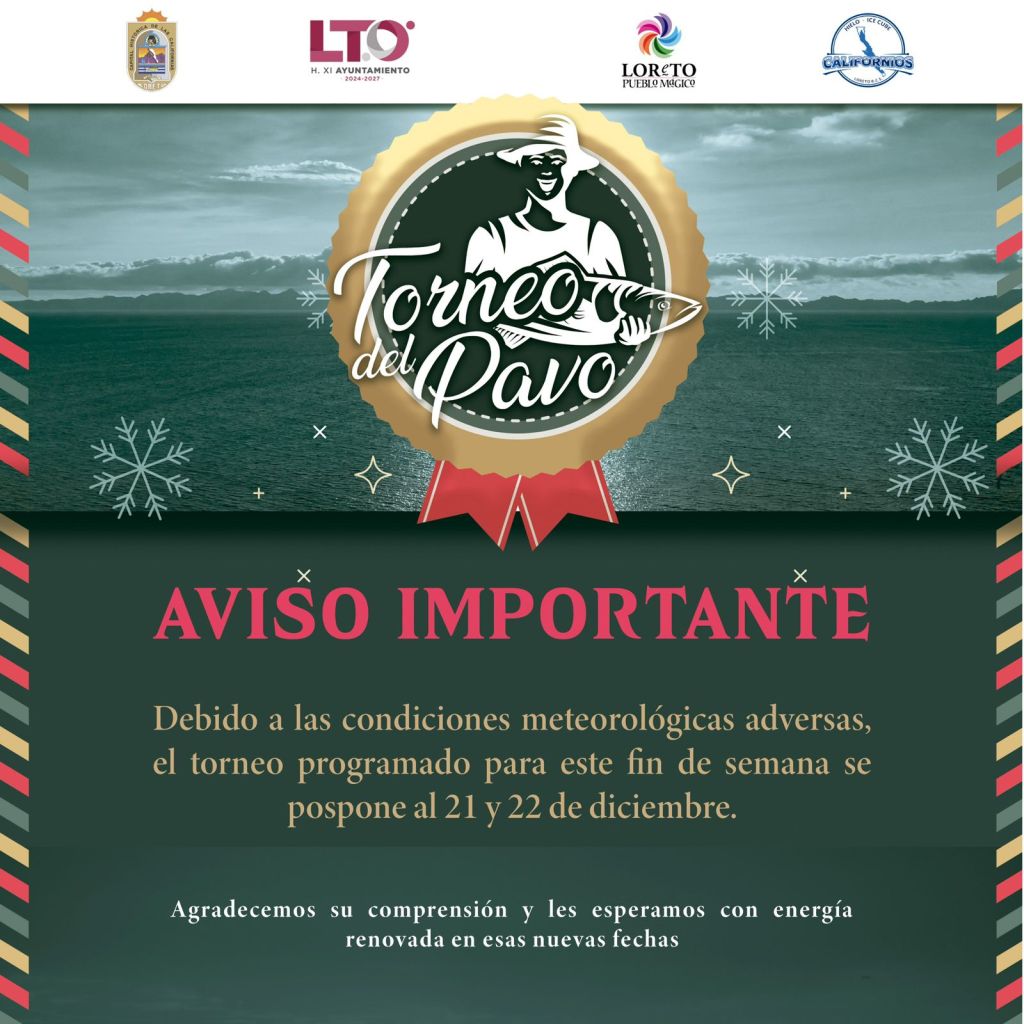 Torneo de Pesca «Torneo del Pavo» reprogramado para el 21 y 22 de diciembre en&nbsp;Loreto