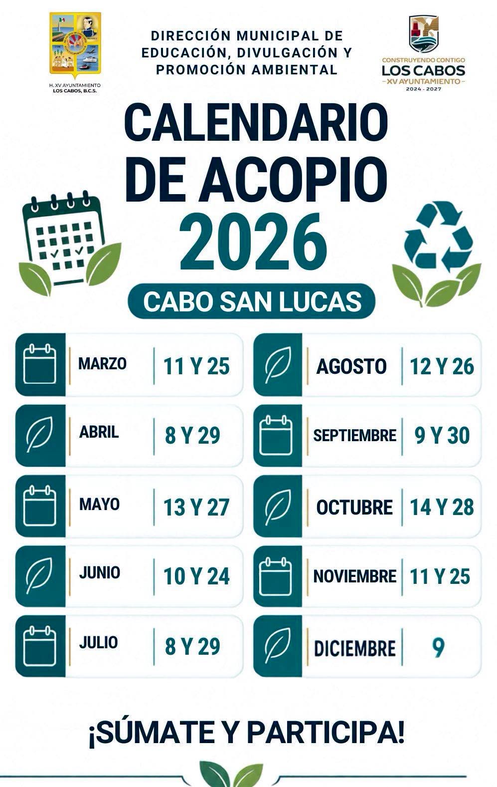 Gobierno de Los Cabos realiza campaña mensual de acopio para fomentar el reciclaje (09 de Septiembre&nbsp;2026).